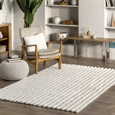 Nuloom Kai Stripe Faux Rabbit Machine Washable Area Rug 3ft 9in x 6ft HJWR03A-3906